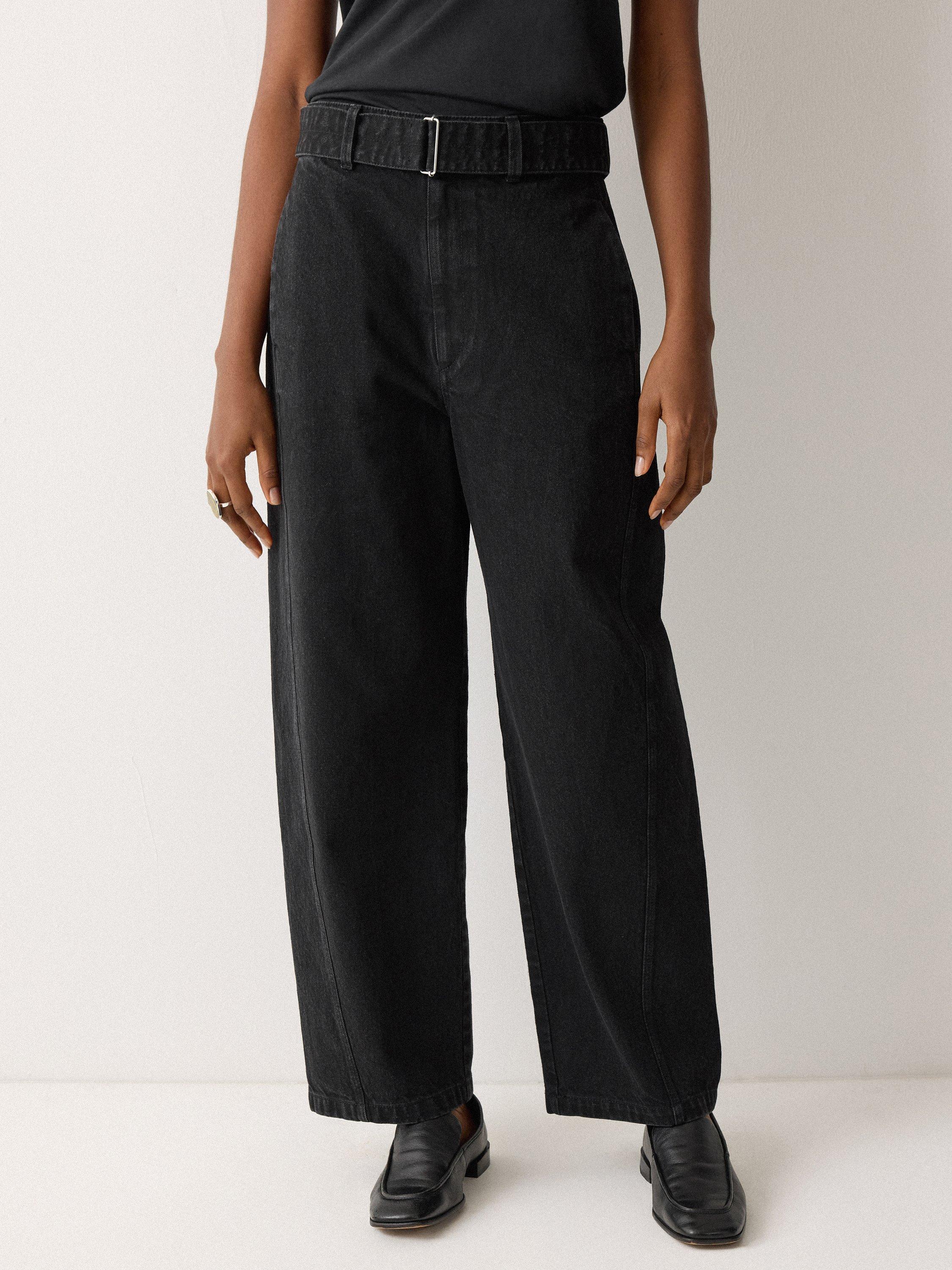 Product image 1 of 6, which shows Jigsaw Turner Belted Horseshoe Jeans, Black, 24R