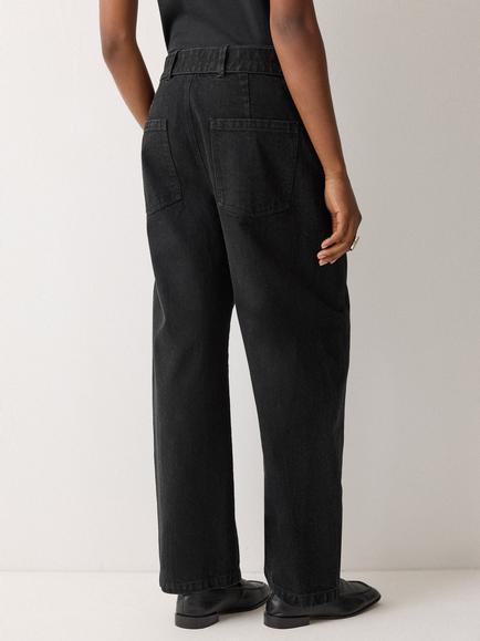 Jigsaw Turner Belted Horseshoe Jeans, Black - view 2, Black