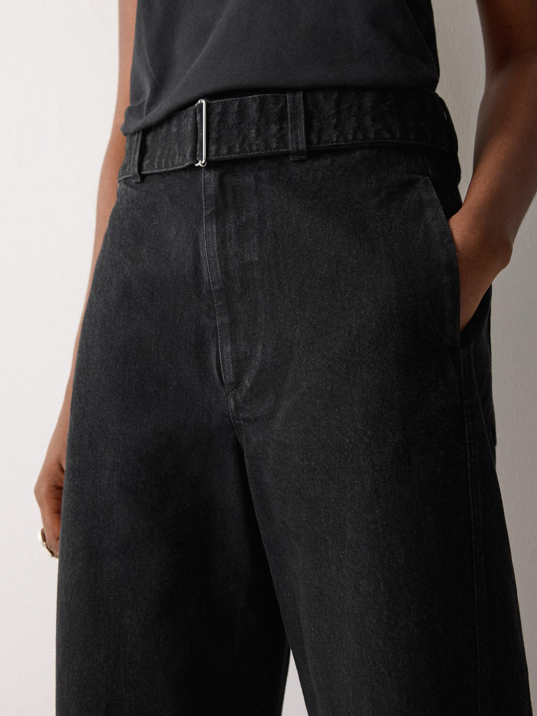 Product image 3 of 6, which shows Jigsaw Turner Belted Horseshoe Jeans, Black, 24R