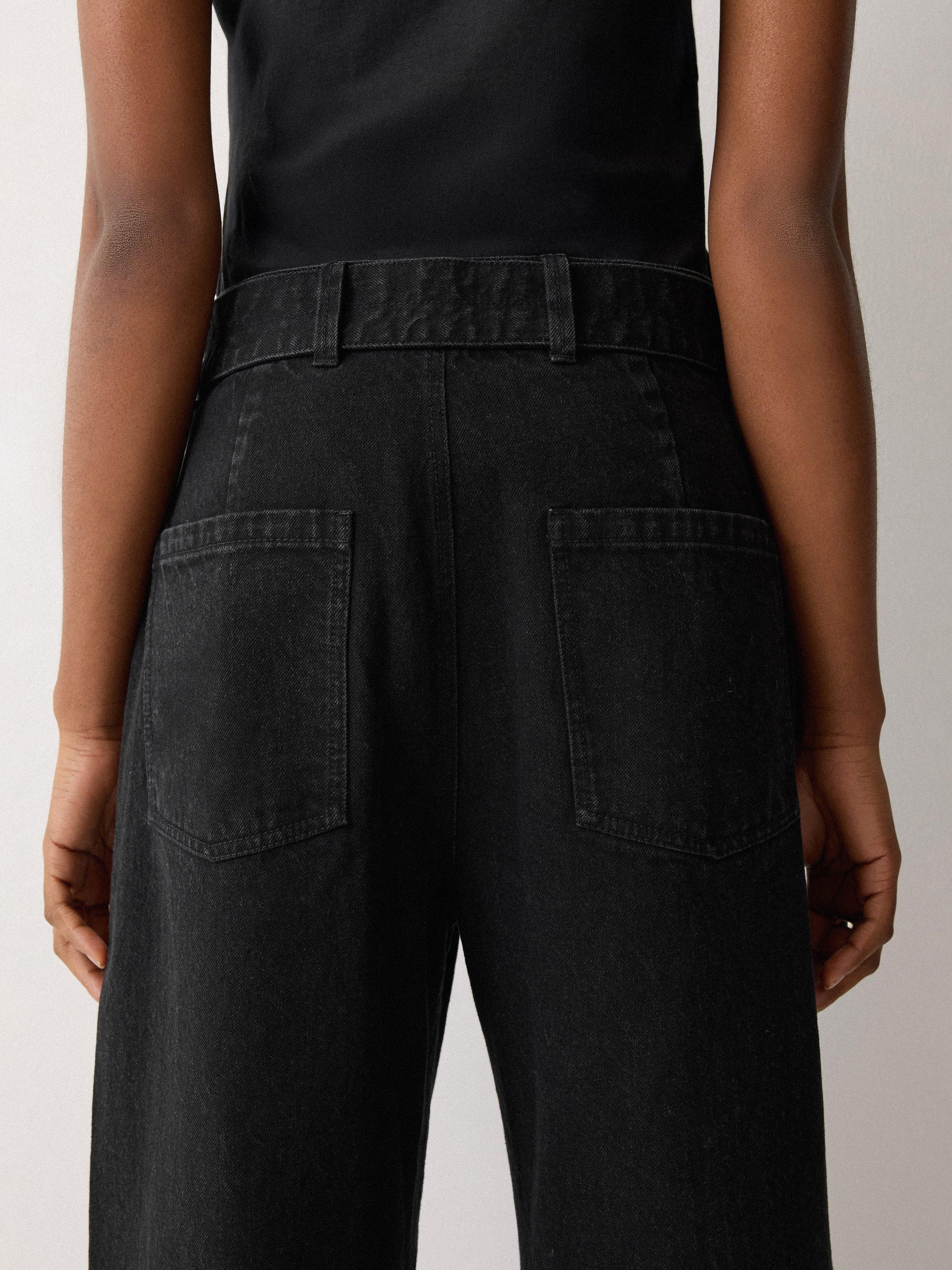 Product image 4 of 6, which shows Jigsaw Turner Belted Horseshoe Jeans, Black, 24R