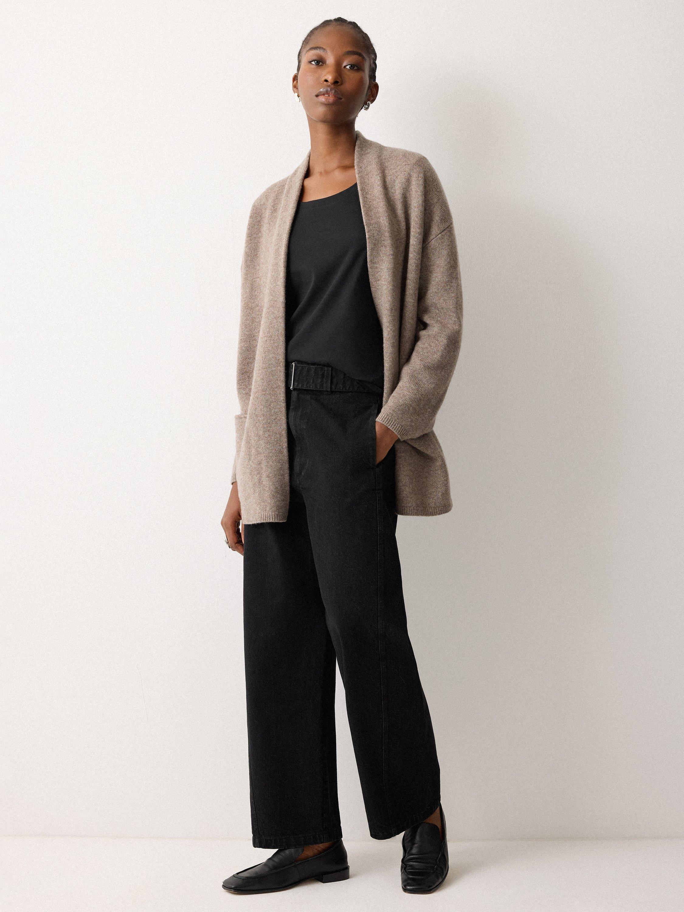 Product image 6 of 6, which shows Jigsaw Turner Belted Horseshoe Jeans, Black, 24R