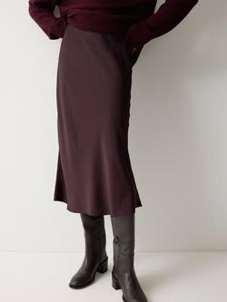 Jigsaw Bias Cut Satin Midi Skirt, Purple, Purple