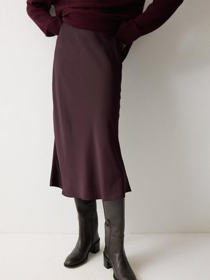 Jigsaw Bias Cut Satin Midi Skirt, Purple, Purple