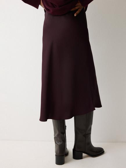 Jigsaw Bias Cut Satin Midi Skirt, Purple - view 2, Purple