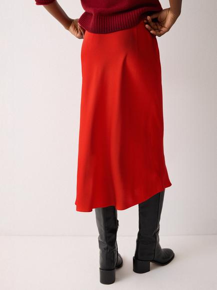 Jigsaw Satin Bias Midi Skirt, Red - view 2, Red