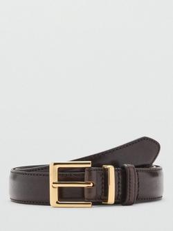 Mango Selma Pure Leather Belt, Dark Brown, Dark Brown