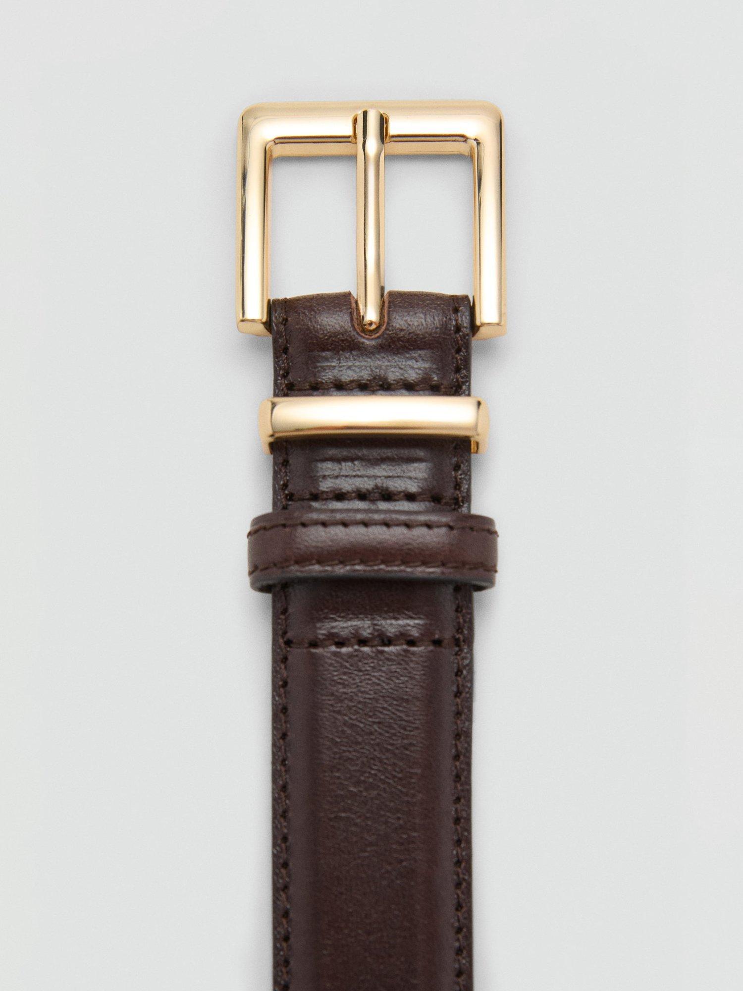 Product image 2 of 4, which shows Mango Selma Pure Leather Belt, Dark Brown, L