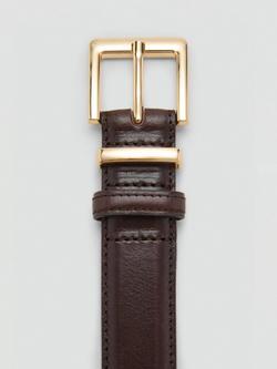 Mango Selma Pure Leather Belt, Dark Brown - view 2, Dark Brown