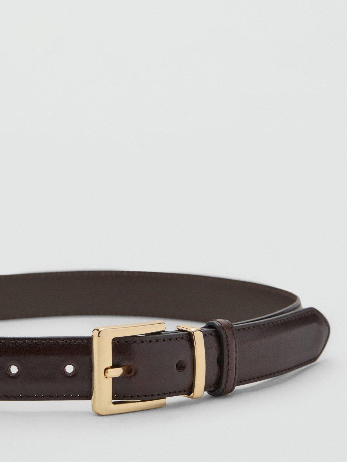 Product image 3 of 4, which shows Mango Selma Pure Leather Belt, Dark Brown, L