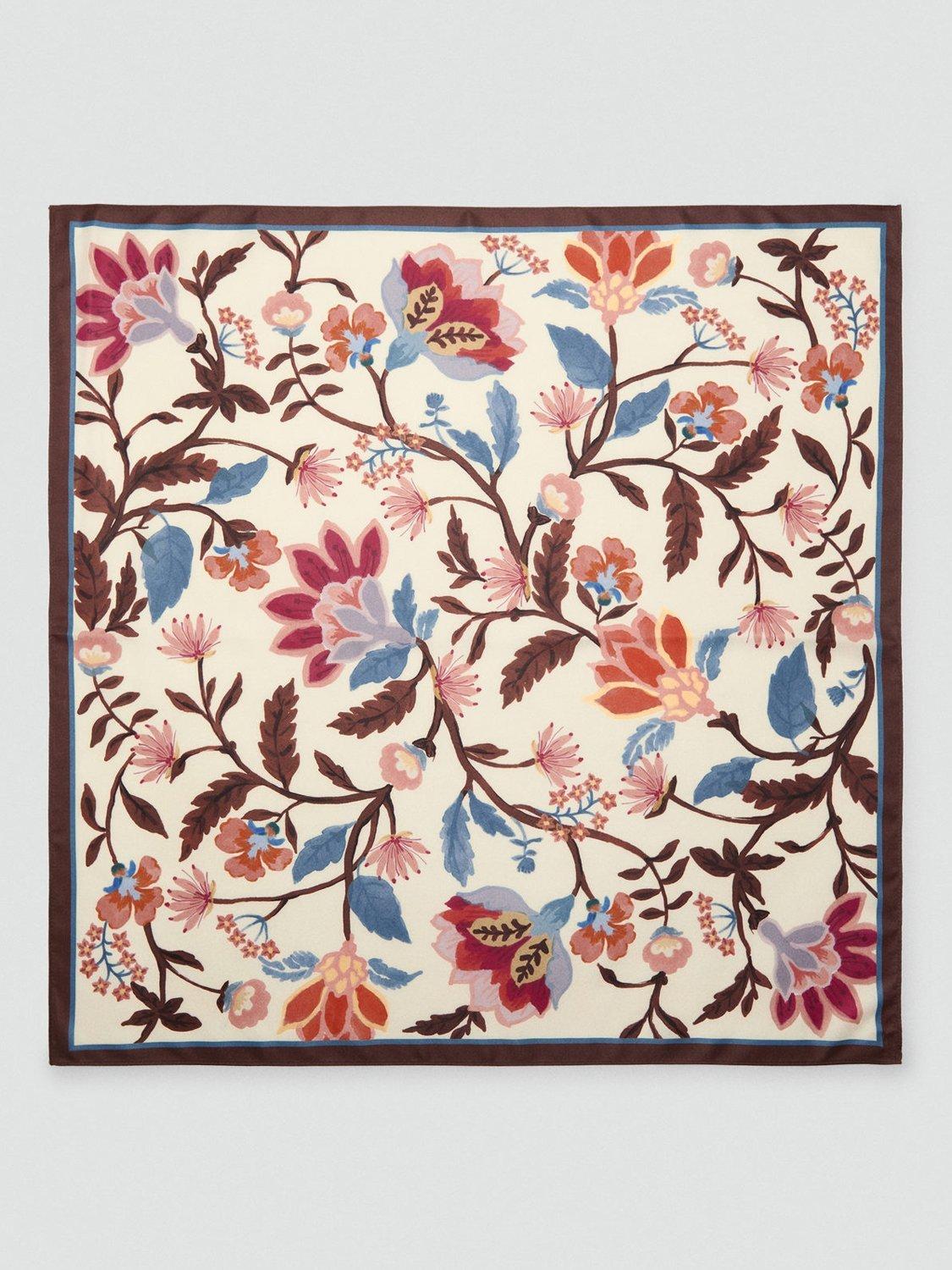 Product image 1 of 3, which shows Mango Clavel Floral Scarf, Dark Brown, One Size