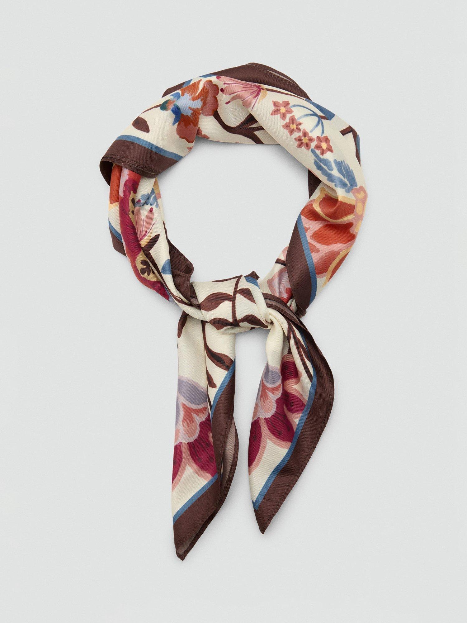 Product image 3 of 3, which shows Mango Clavel Floral Scarf, Dark Brown, One Size