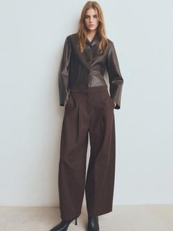 Mango Sabi Faux Leather Jacket, Dark Brown - view 2, Dark Brown