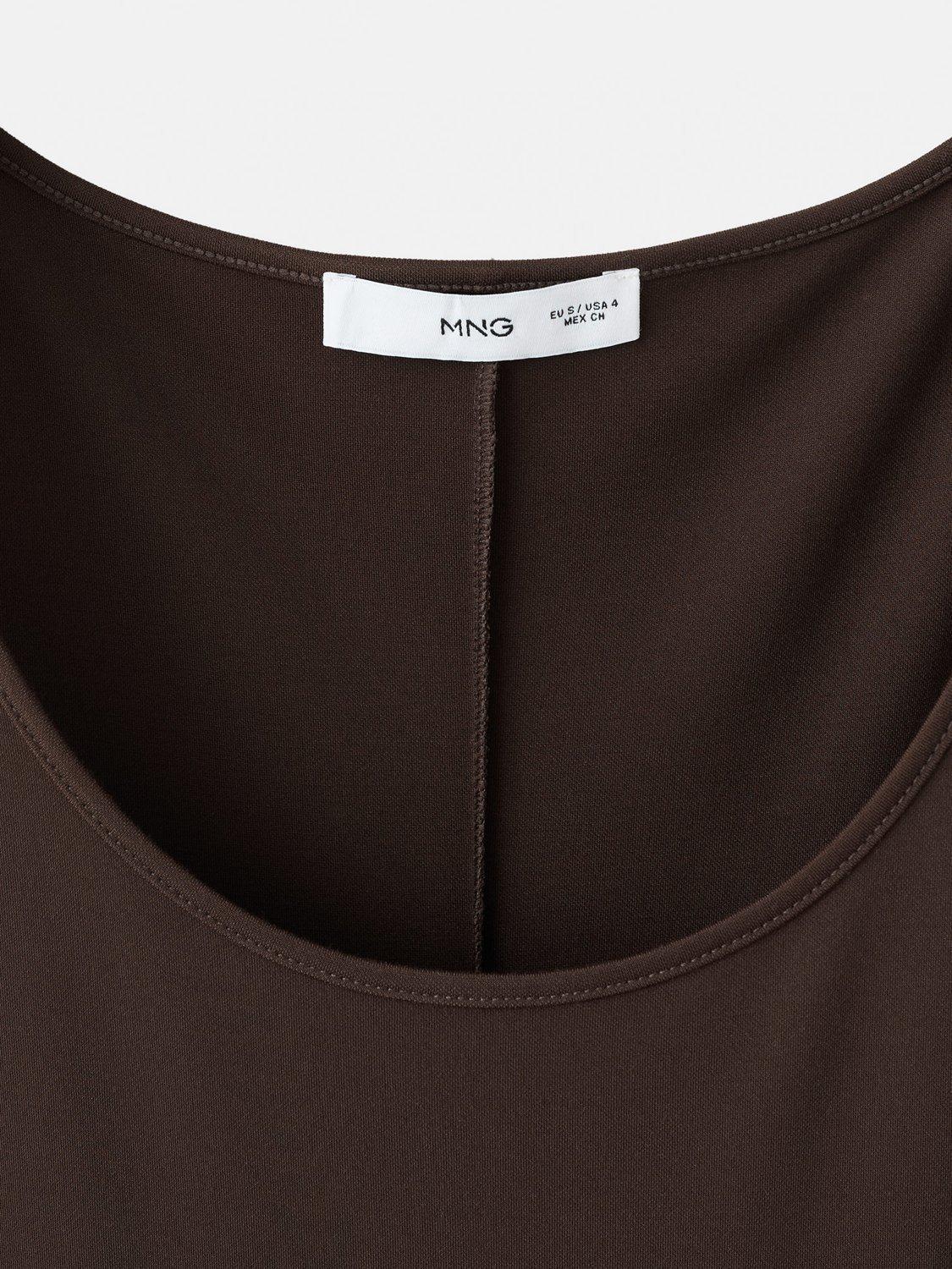 Product image 7 of 7, which shows Mango Peplos Scoop Neck Midi Dress, Brown, 10