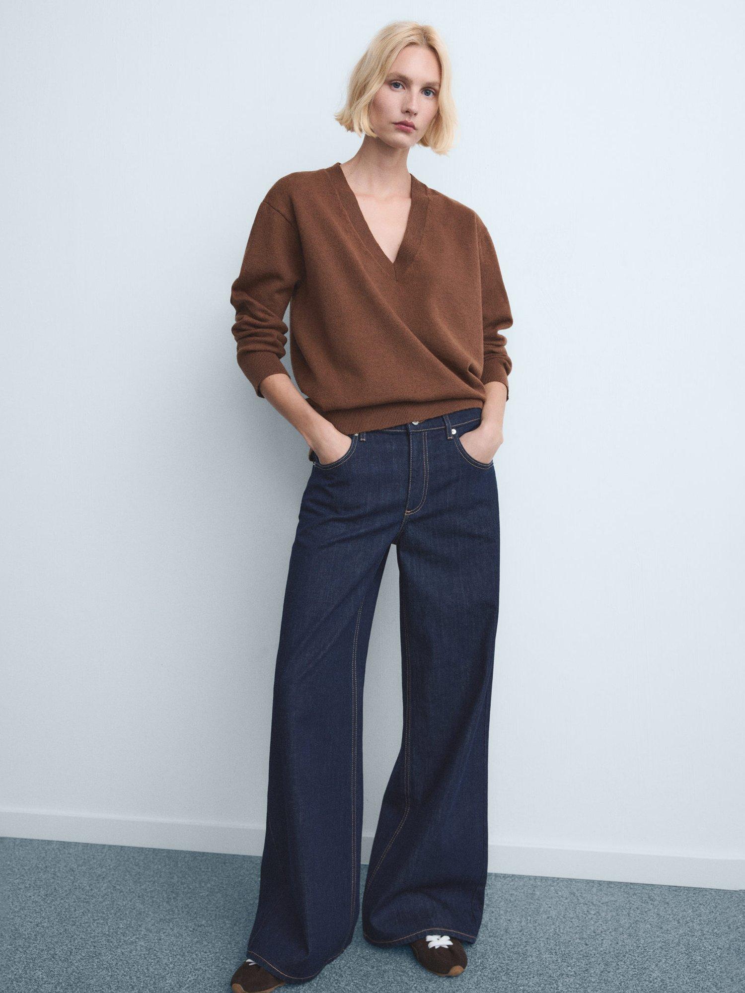Product image 2 of 8, which shows Mango Annie Low Rise Wide Leg Jeans, Blue, 10