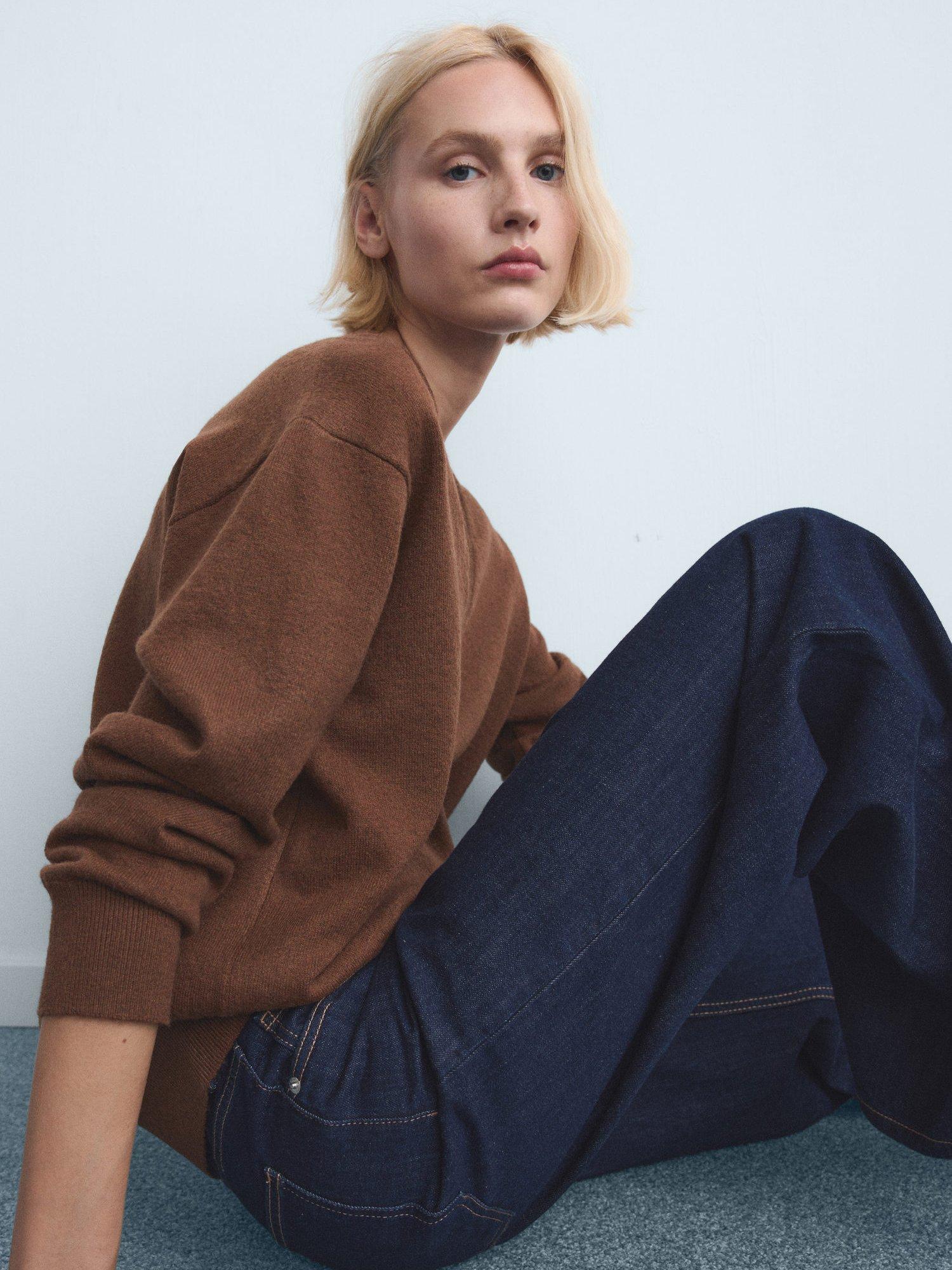 Product image 7 of 8, which shows Mango Annie Low Rise Wide Leg Jeans, Blue, 10