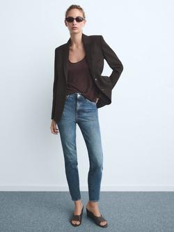 Mango Claudia Slim Fit Cropped Jeans, Blue - view 2, Blue