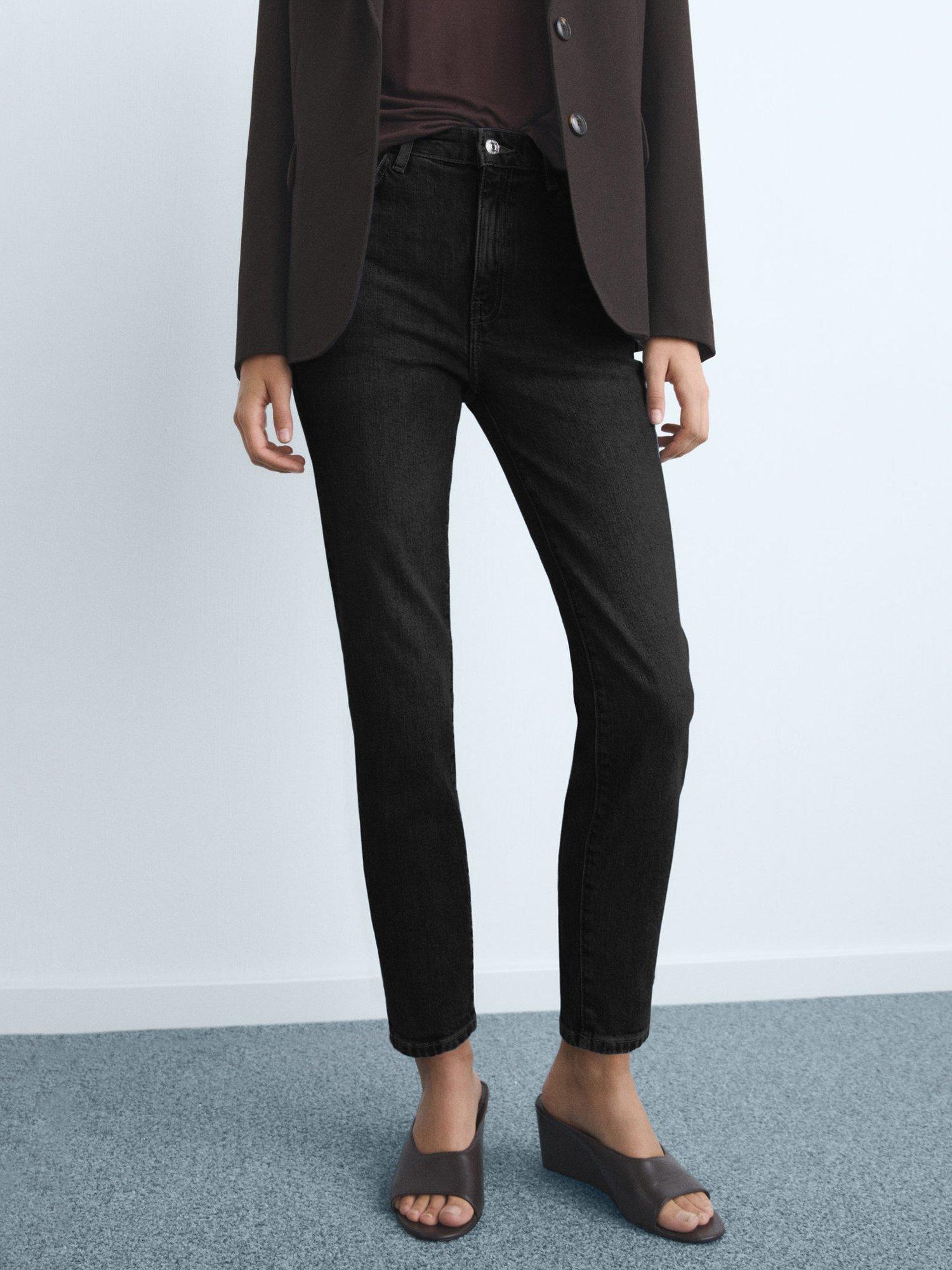 Product image 1 of 8, which shows Mango Claudia Slim Fit Cropped Jeans, Black, 10