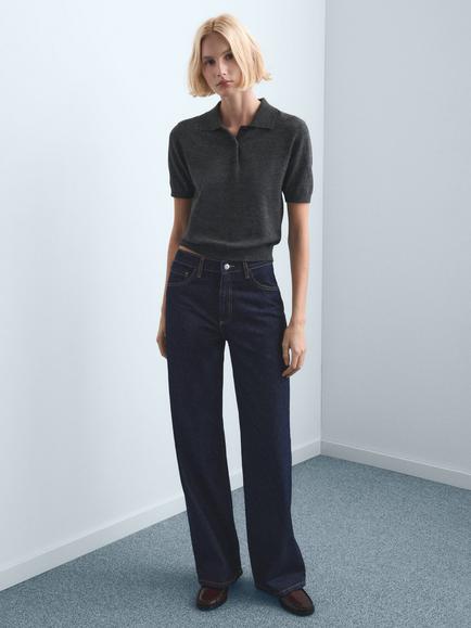 Mango Danila High Rise Wide Leg Jeans - view 2, Dark Blue