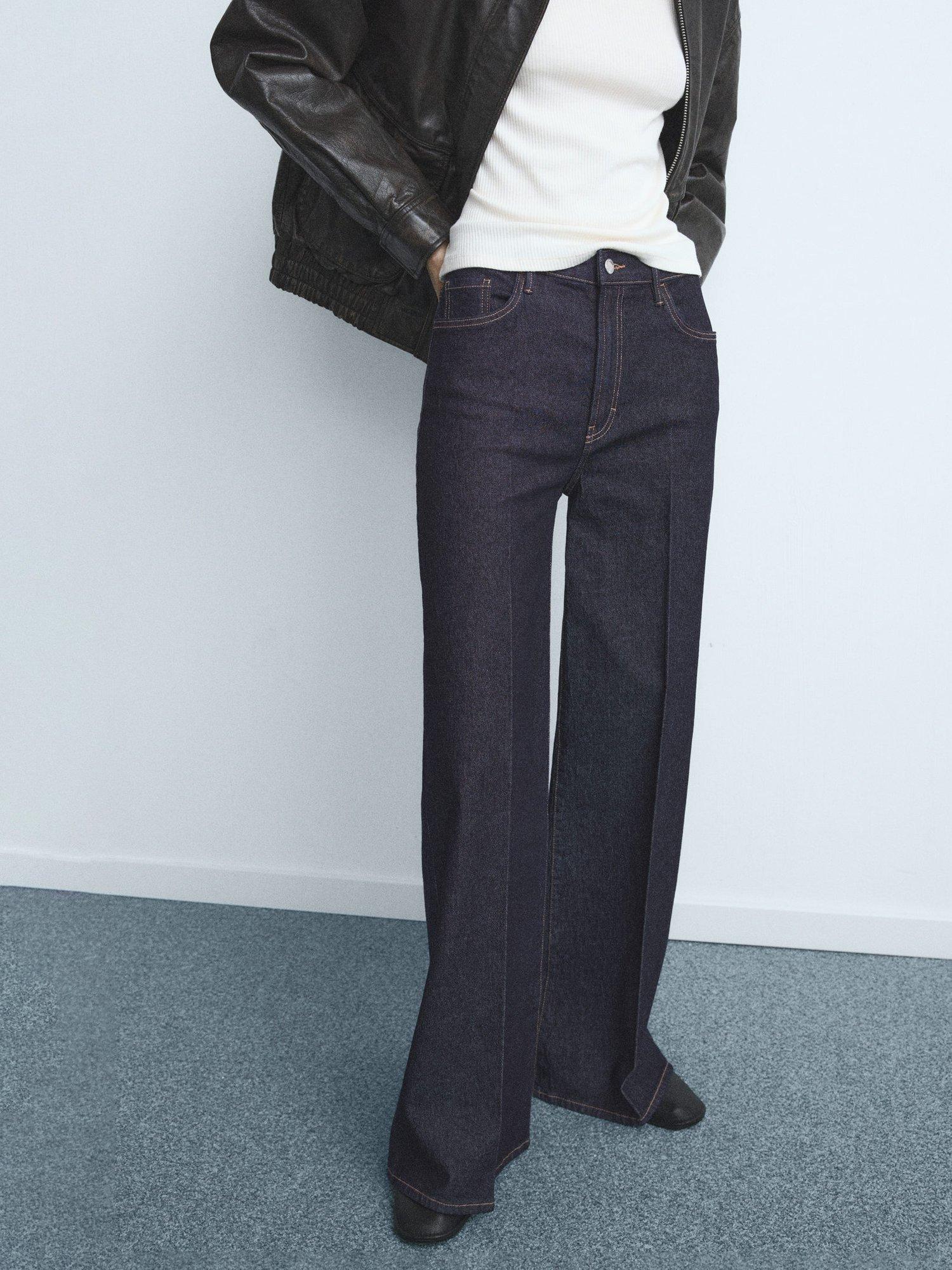 Product image 1 of 8, which shows Mango Elise High Waist Wide Leg Jeans, Blue, 10