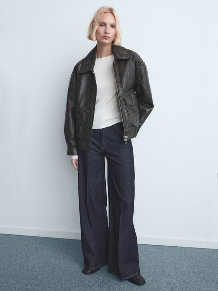 Mango Elise High Rise Wide Leg Jeans - view 2, Blue