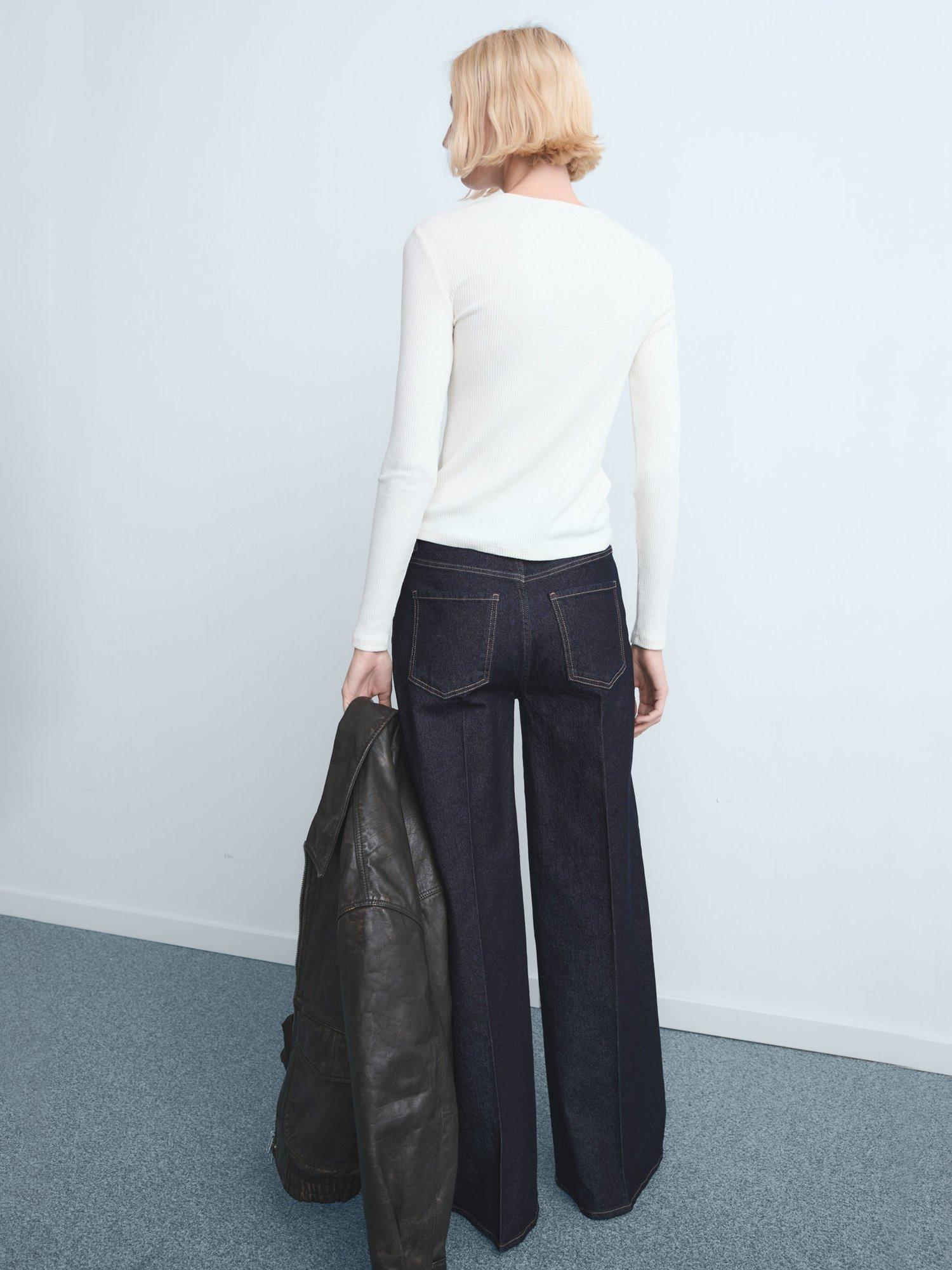 Product image 4 of 8, which shows Mango Elise High Waist Wide Leg Jeans, Blue, 10