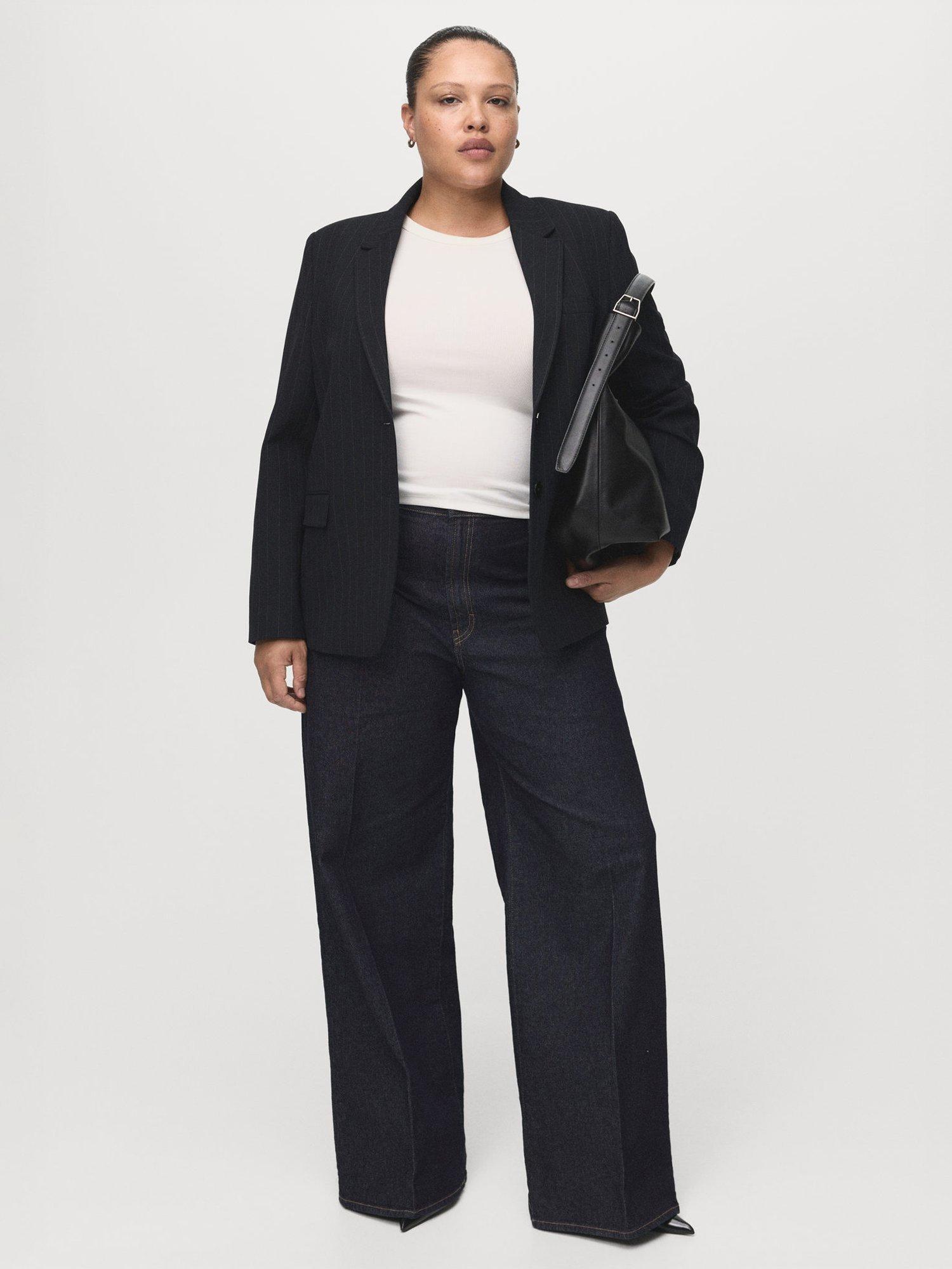 Product image 7 of 8, which shows Mango Elise High Waist Wide Leg Jeans, Blue, 10