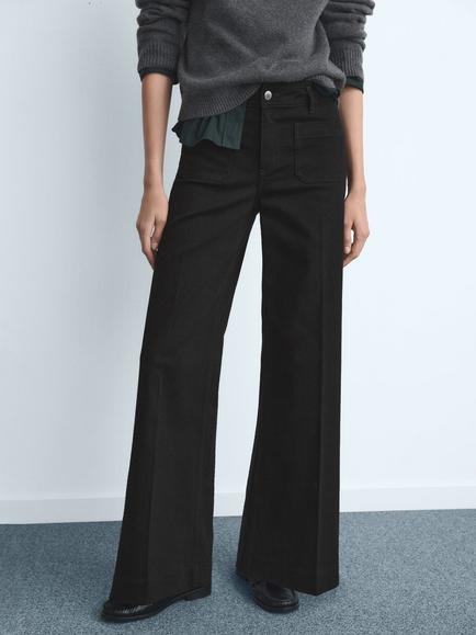 Mango Jessie Wide Leg Jeans, Open Grey, Open Grey