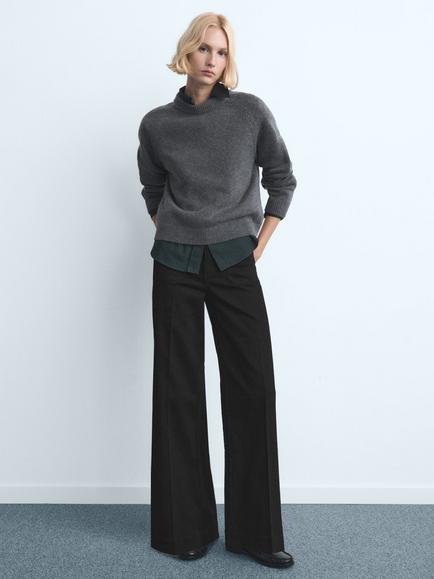 Mango Jessie Wide Leg Jeans, Open Grey - view 2, Open Grey