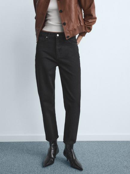 Mango High Rise Mom Jeans, Open Grey, Open Grey