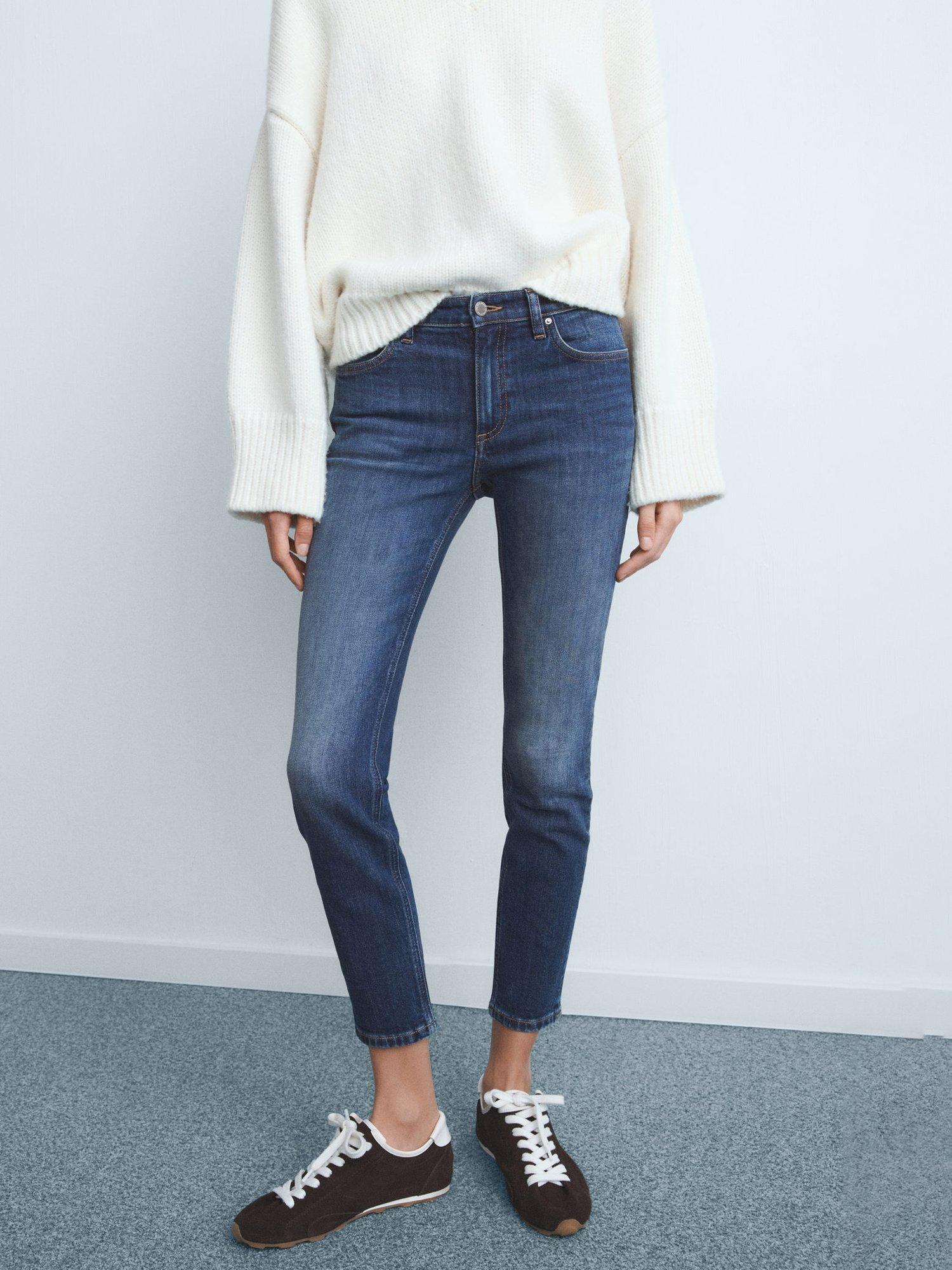 Product image 1 of 9, which shows Mango Newisa Cropped Skinny Jeans, Open Blue, 10