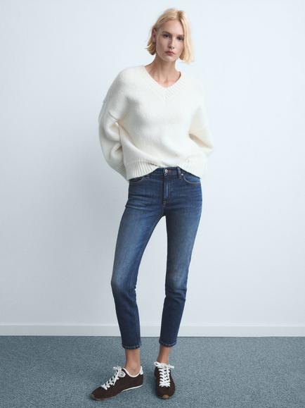 Mango Newisa Cropped Skinny Jeans, Open Blue - view 2, Open Blue