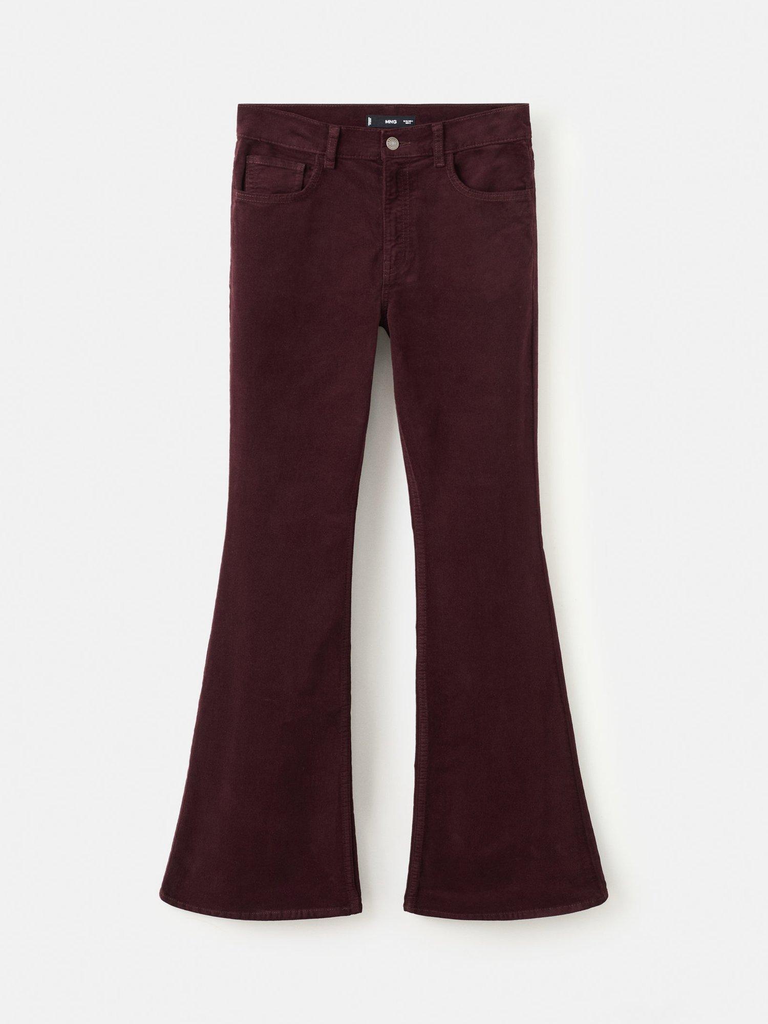 Product image 3 of 7, which shows Mango Violet Velvet Flared Jeans, Dark Red, 10