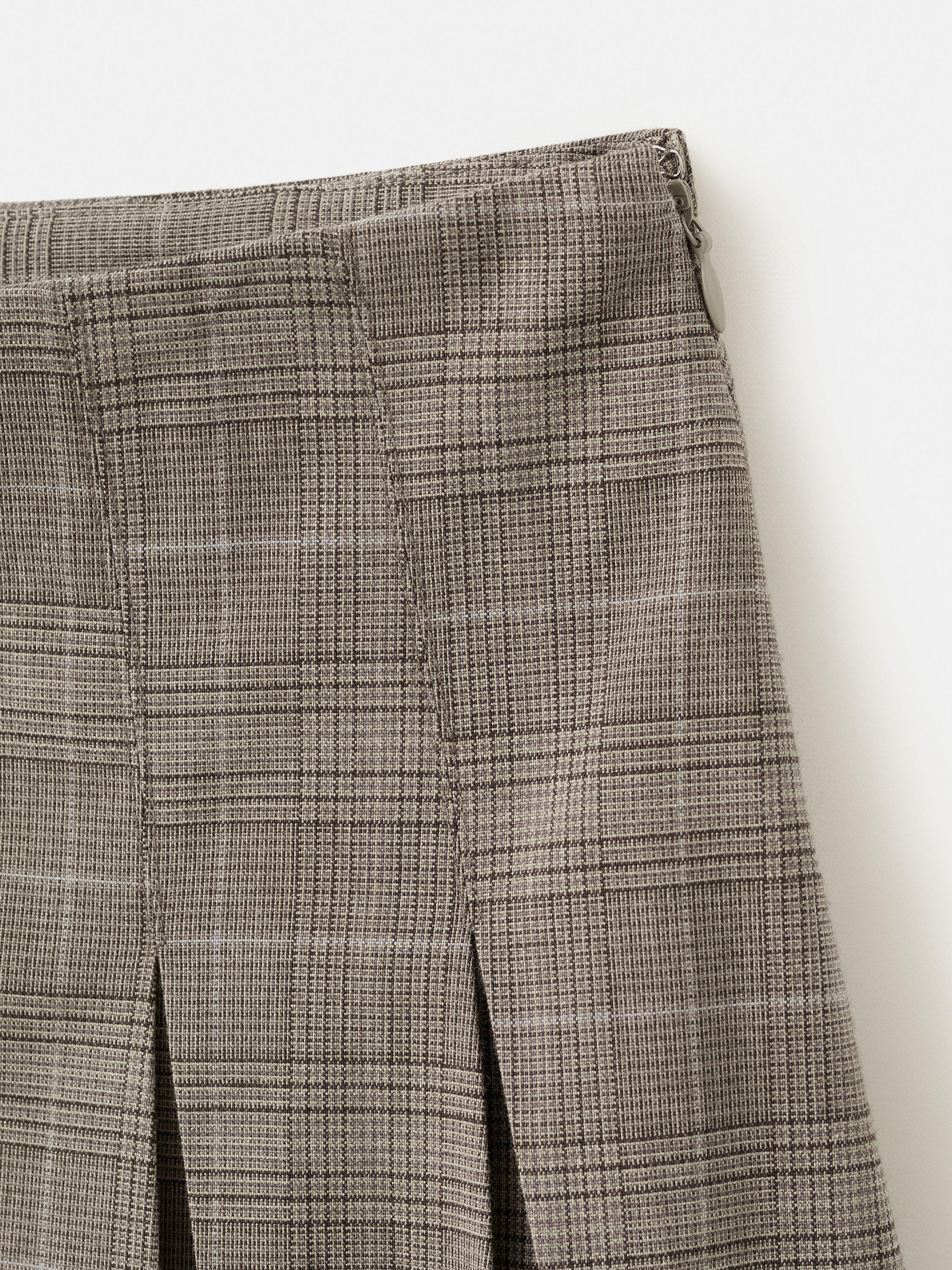 Product image 5 of 6, which shows Mango Grunge Pleated Mini Skirt, Brown, 6