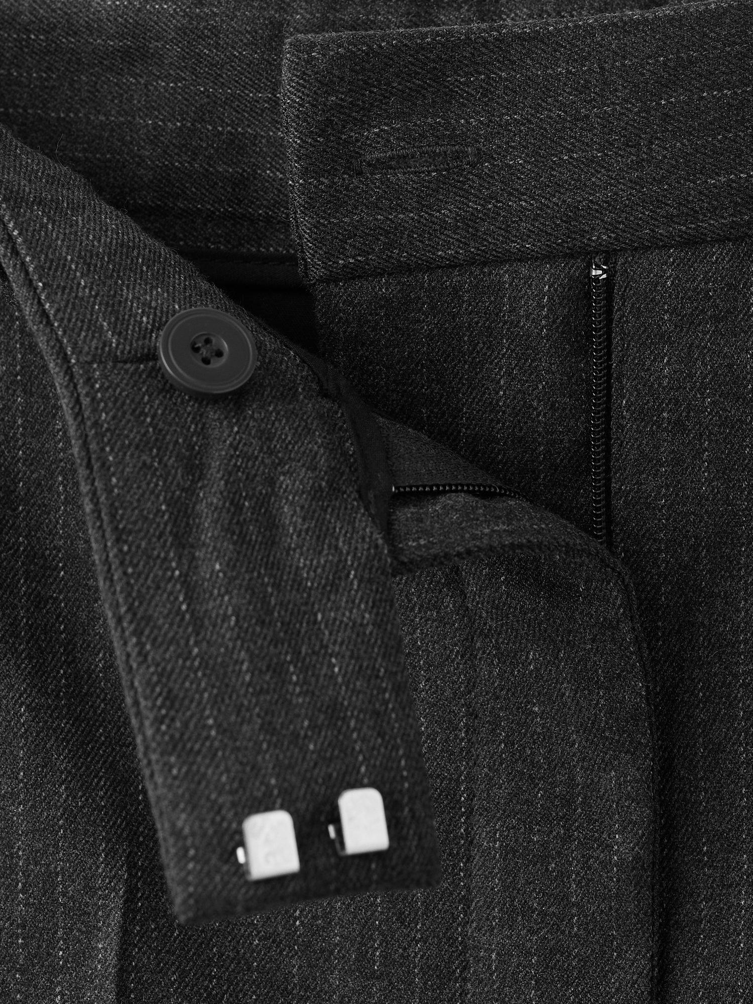 Product image 5 of 7, which shows Mango Newarm Pinstripe Cropped Trousers, Grey, 10