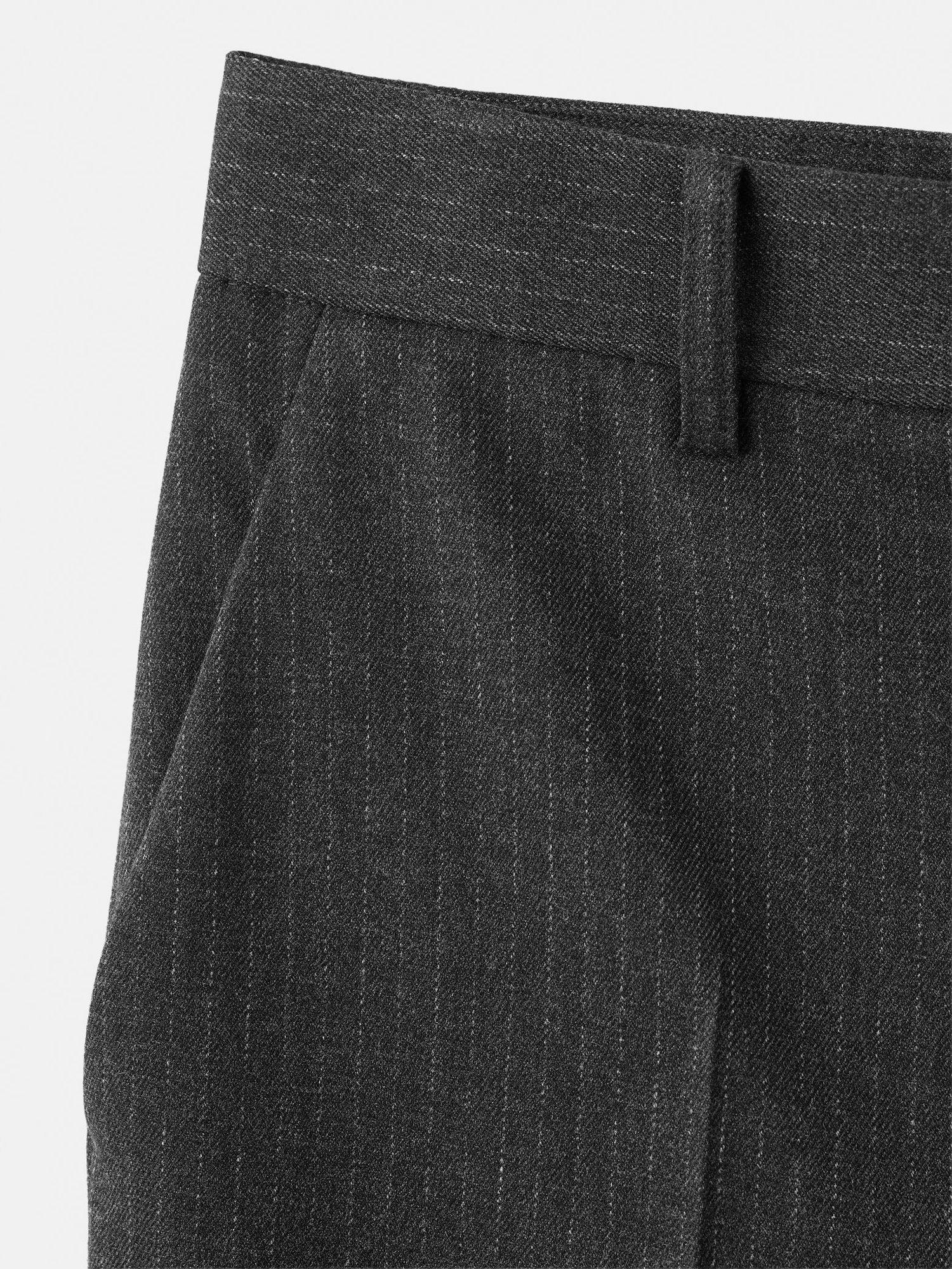 Product image 7 of 7, which shows Mango Newarm Pinstripe Cropped Trousers, Grey, 10