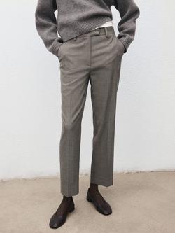 Mango Newarm Cropped Tailored Trousers, Light Grey, Light Grey