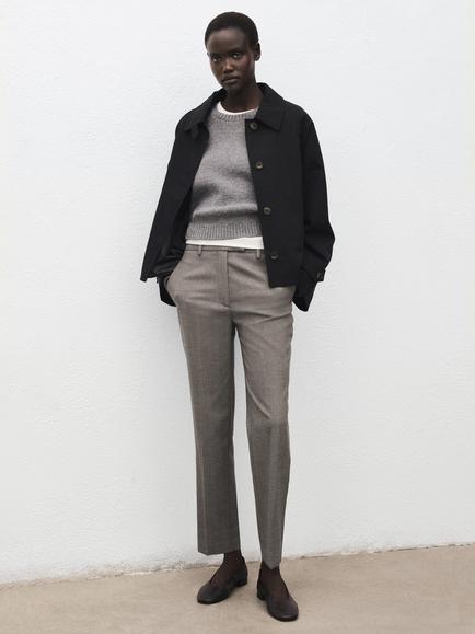 Mango Newarm Cropped Tailored Trousers, Light Grey - view 2, Light Grey
