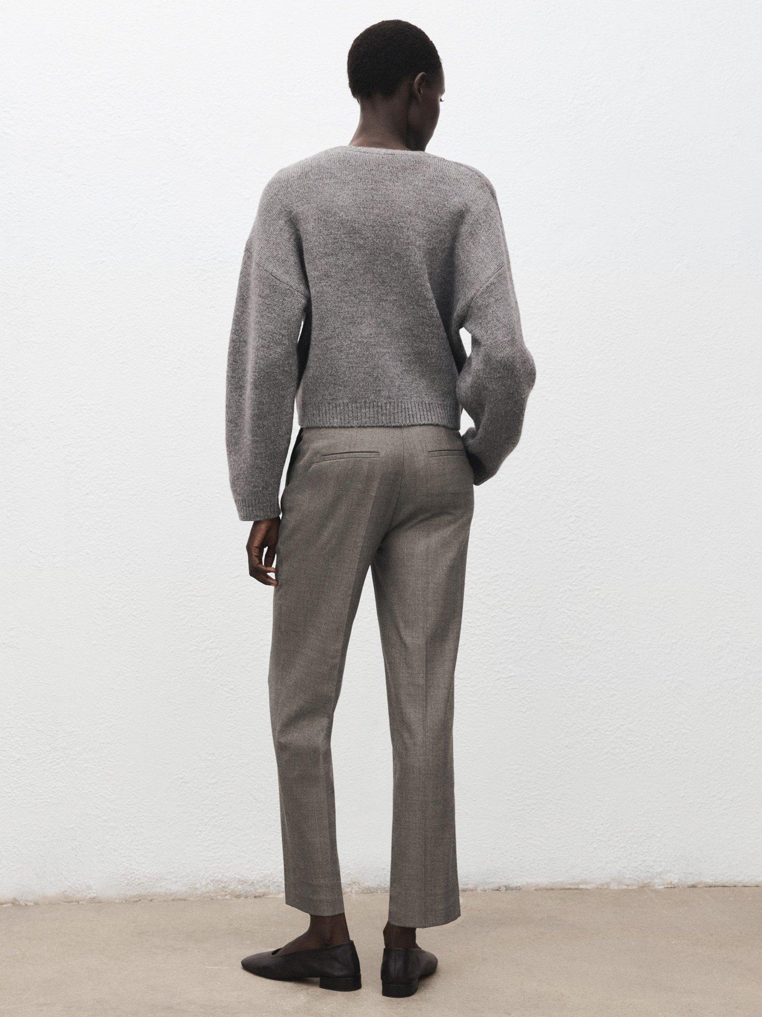 Product image 4 of 8, which shows Mango Newarm Cropped Tailored Trousers, Light Grey, 10