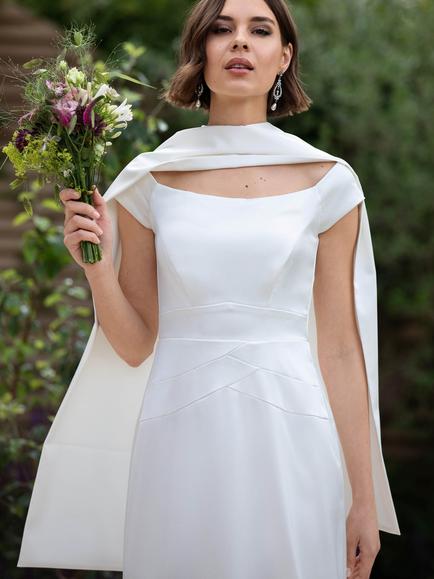 Alie Street Maisie Duchess Satin Bridal Scarf, Ivory, Ivory