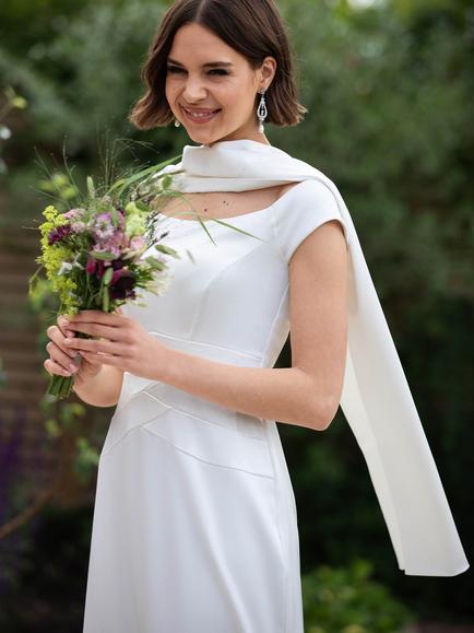 Alie Street Maisie Duchess Satin Bridal Scarf, Ivory - view 2, Ivory