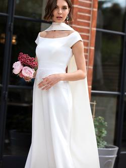 Alie Street Zara Duchess Satin Long Bridal Scarf, Ivory - view 2, Ivory