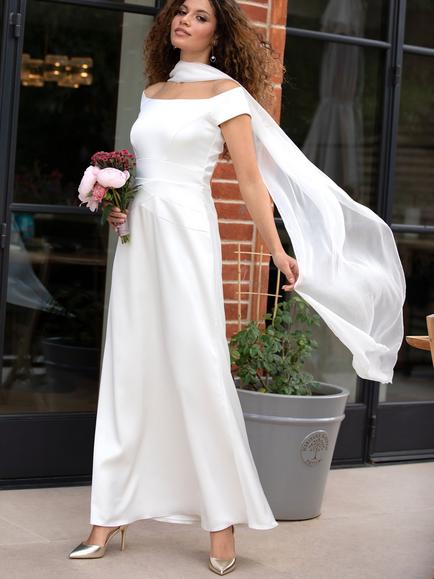 Alie Street Thea Pure Silk Bridal Scarf, Ivory, Ivory