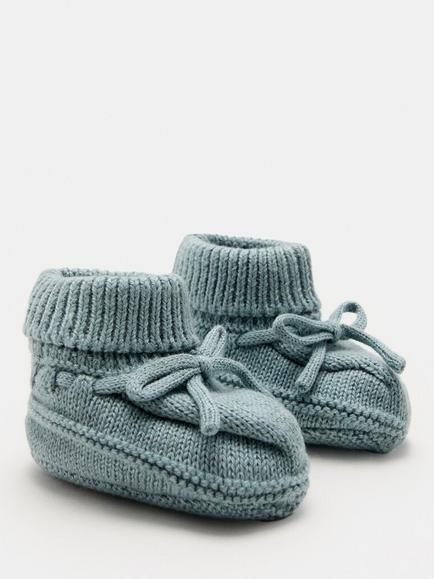Mango Kids' Patu Knitted Bow Bootie Socks, One Size - view 2, Green