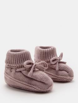 Mango Kids' Patu Knitted Bow Bootie Socks, One Size - view 2, Pink