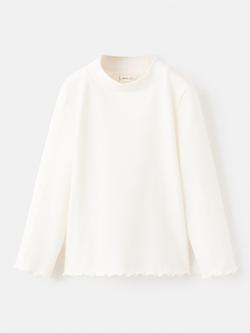 Mango Baby Cotton Rib Long Sleeve T-Shirt, White, White