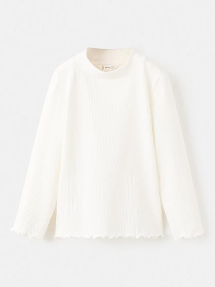 Mango Baby Cotton Rib Long Sleeve T-Shirt, White, White