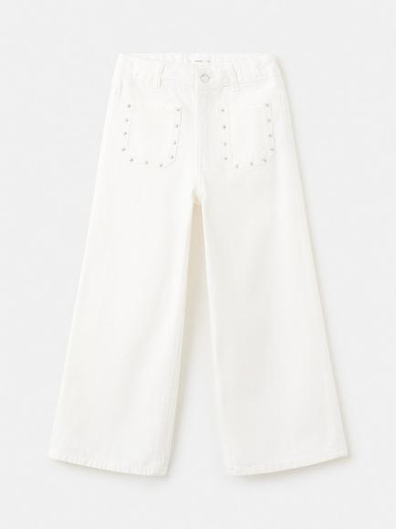 Mango Kids' Cropped Culotte Jeans, White, White