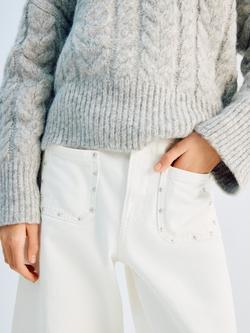 Mango Kids' Cropped Culotte Jeans, White - view 2, White