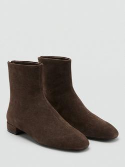 Mango Clue Suede Ankle Boots, Dark Brown - view 2, Dark Brown