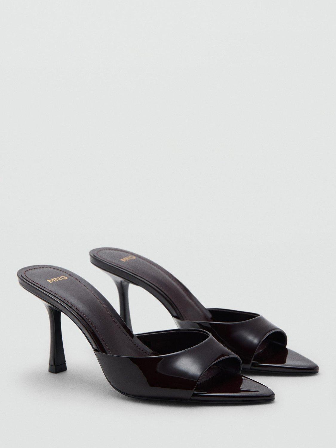 Product image 2 of 4, which shows Mango Patent Slingback Sandals, Dark Red, 2